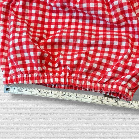 Vintage Bonjour Girls Peasant Top Red Gingham Eyelet Lace Y2K Cottagecore 10/12 - Picture 7 of 8